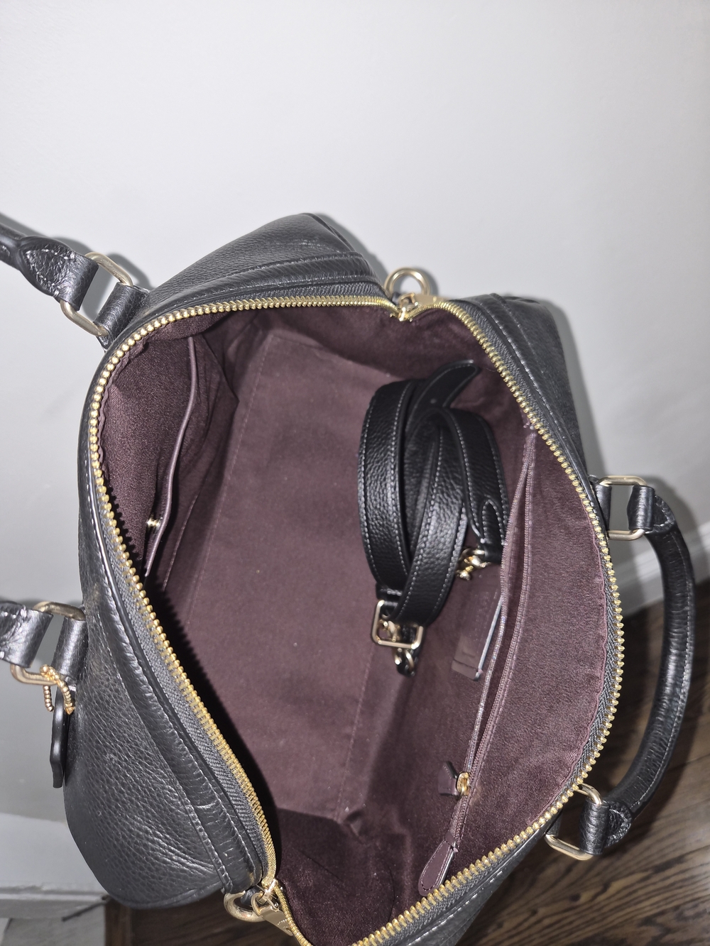 Coach Large Rowan in Black Pebbled Leather with Gold Hardware - Picture 4 of 4